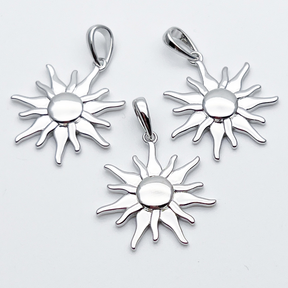 Подвеска Солнце, родиевое покрытие, размер 20*22 мм + бейл, цена за 1 шт