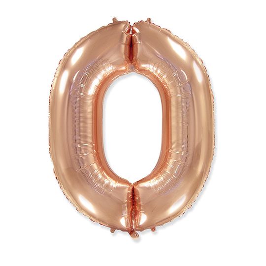 Фольгированная цифра 0, розовое золото