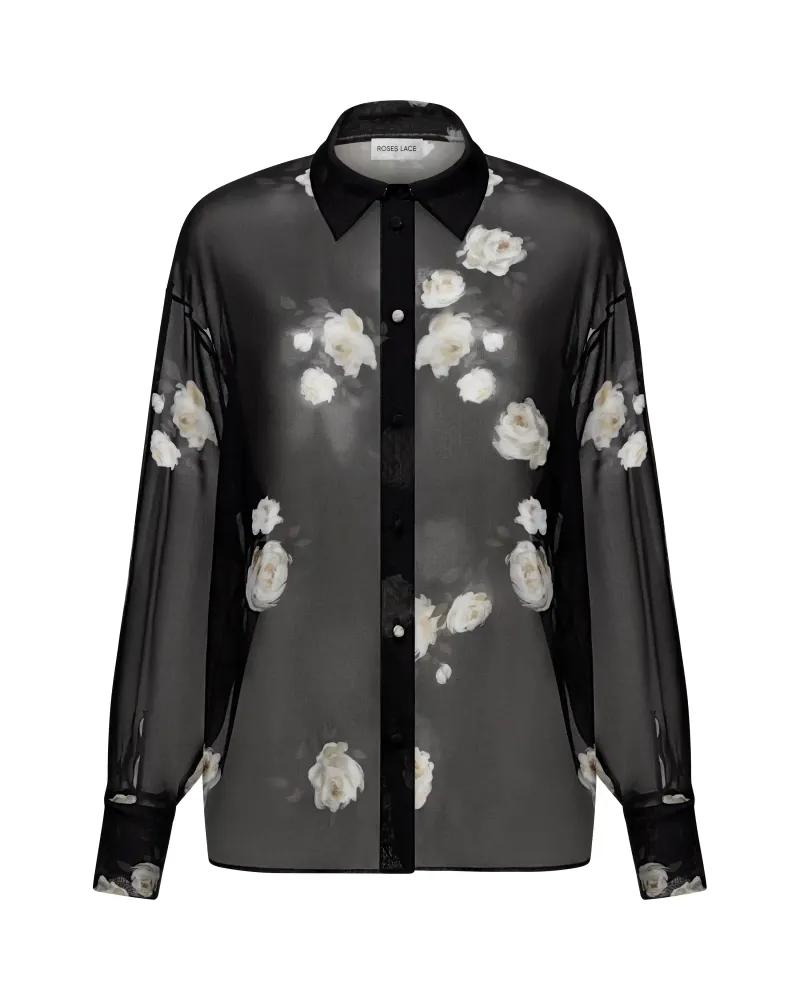 Harper, рубашка из черного шифона с цветочным принтом