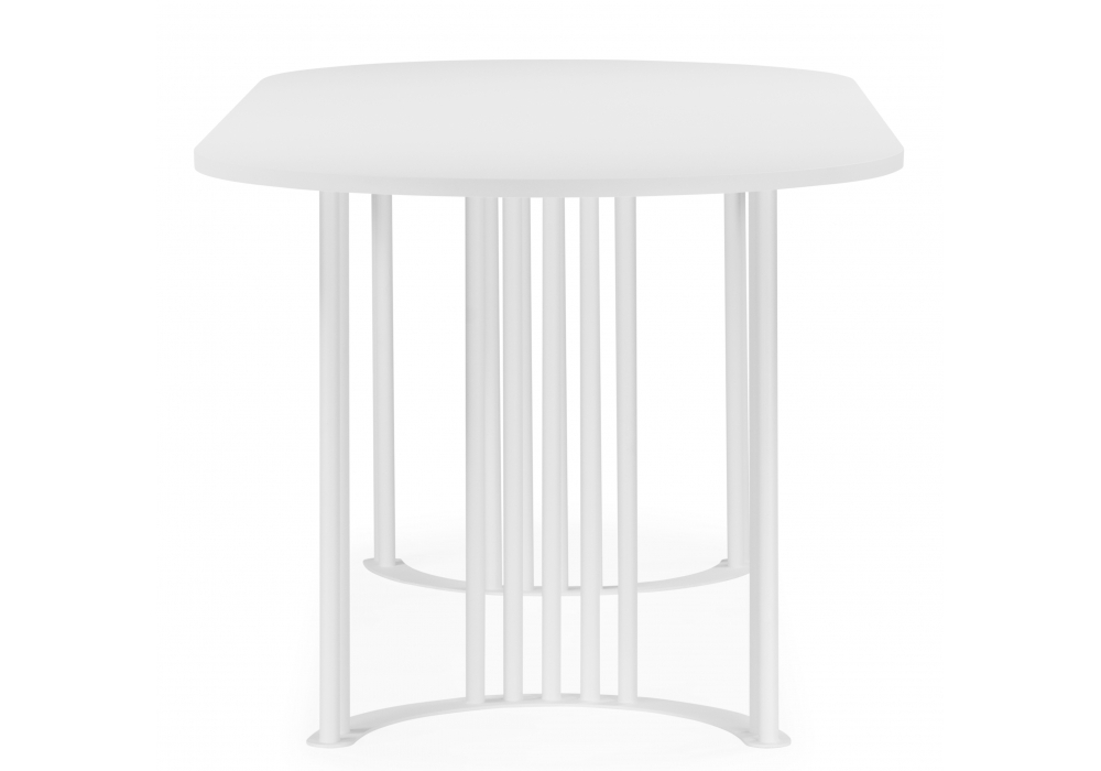 Стол деревянный Woodville Хьюго О 200 х 90 белая шагрень пленка, белые ноги