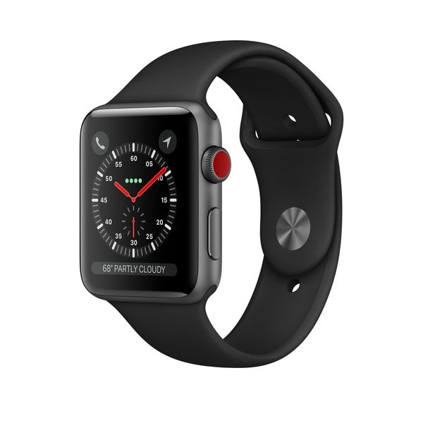 Apple Watch Series 3 Cellular 38mm Aluminum Case with Sport Band (Space Gray / Black) — умные часы