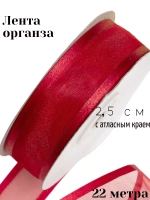 Лента органза 2,5 см с атласным краем