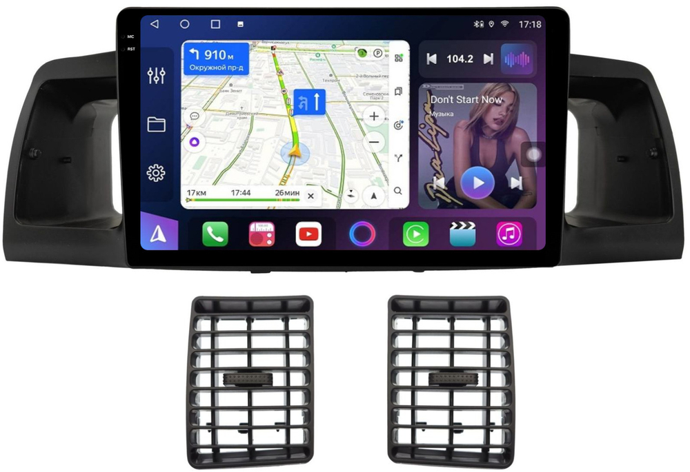 Магнитола для Toyota Corolla 120 2000-2007 (рамка черная с воздуховодами) - FarCar BM9-2K-9648BL монитор 9.5" 2K QLED на Android 14, TS10, 4+32Гб, CarPlay, 4G SIM-слот