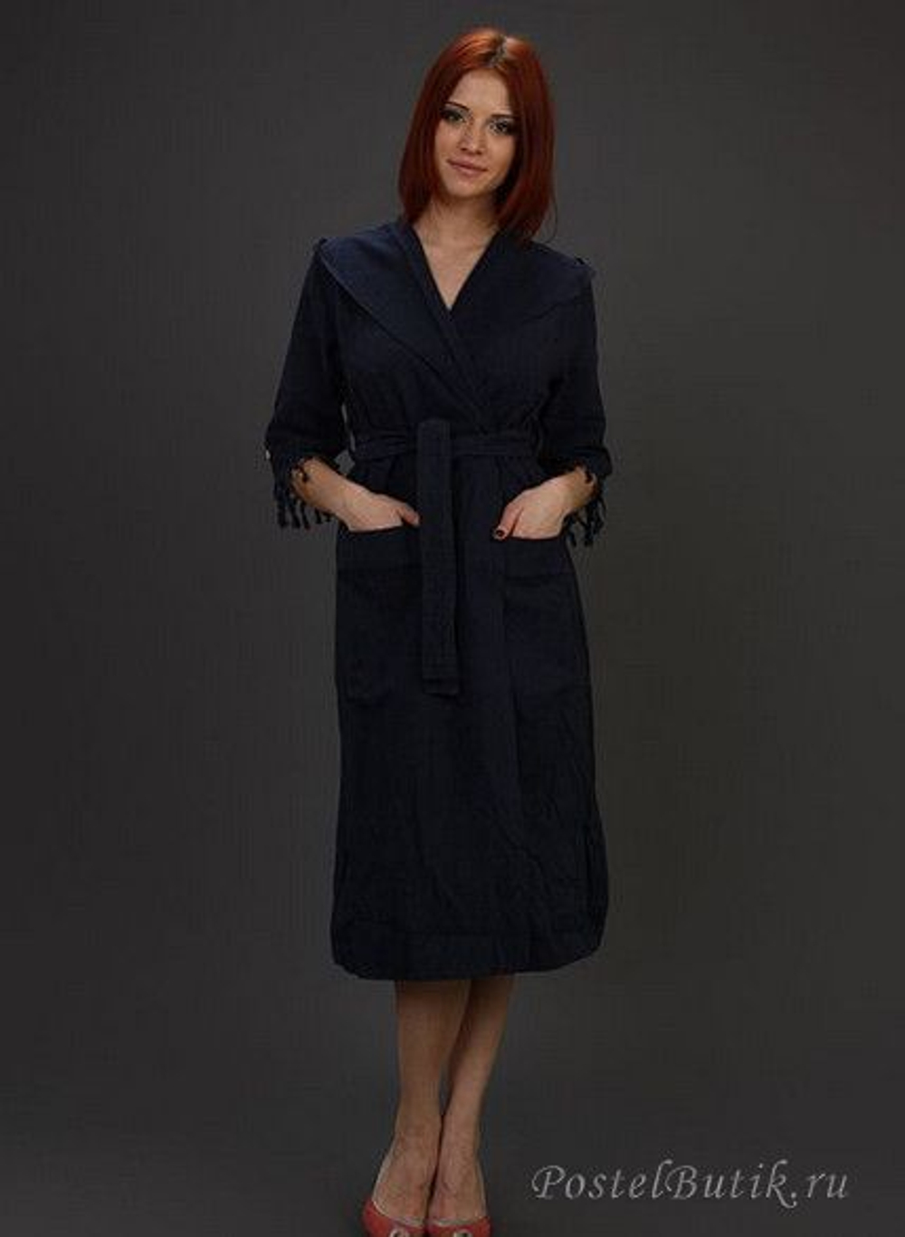 Халат Hamam Meyzer Tassels синий Турция