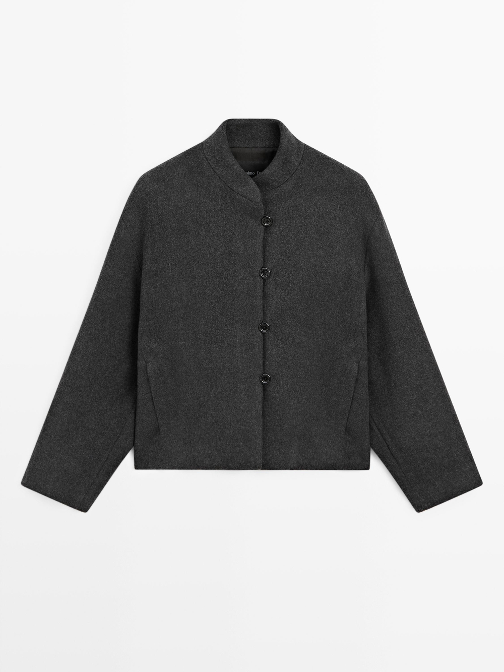 Massimo Dutti Куртка из смесовой шерсти с воротником, серый