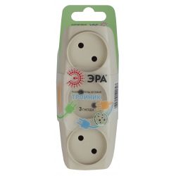 Разветвитель электрический ЭРА SP-3-I на 3 розетки без заземления 16А слоновая кость