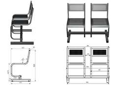 Секция стульев перфорированная двухместная неразборная на круглой трубе без подлокотников