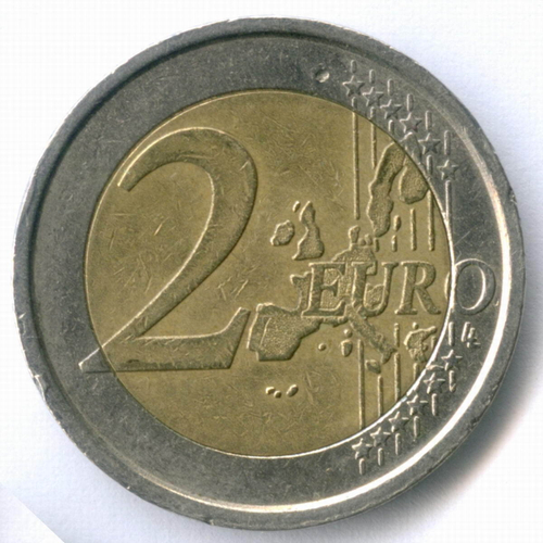 2 евро 2005 год. Италия. 1 год с момента подписания европейской Конституции. Биметалл VF