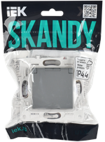 SKANDY Розетка 1-местная с заземлением с защитными шторками и крышкой 16А IP44 SK-R11Gr серый IEK