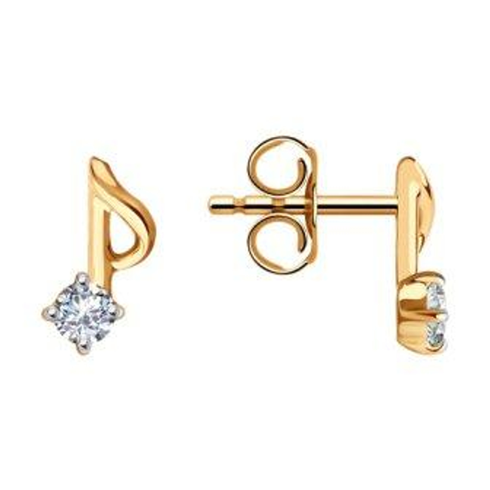 Серьги Ноты из золота с фианитами