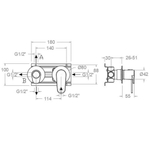 Встраиваемый смеситель для душа на 3 выхода ALEXIA 361513HSGR графит