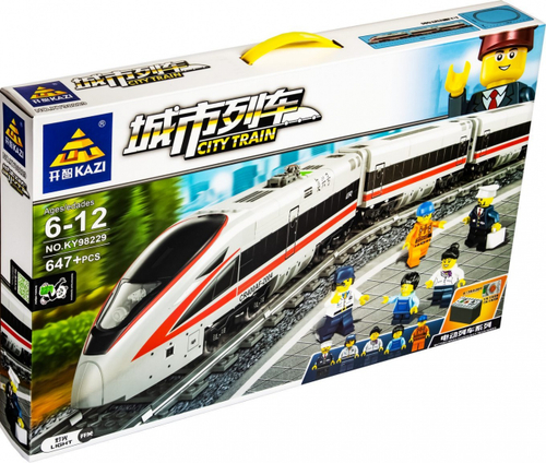 Конструктор "Скоростной красный пассажирский поезд" 647 дет.