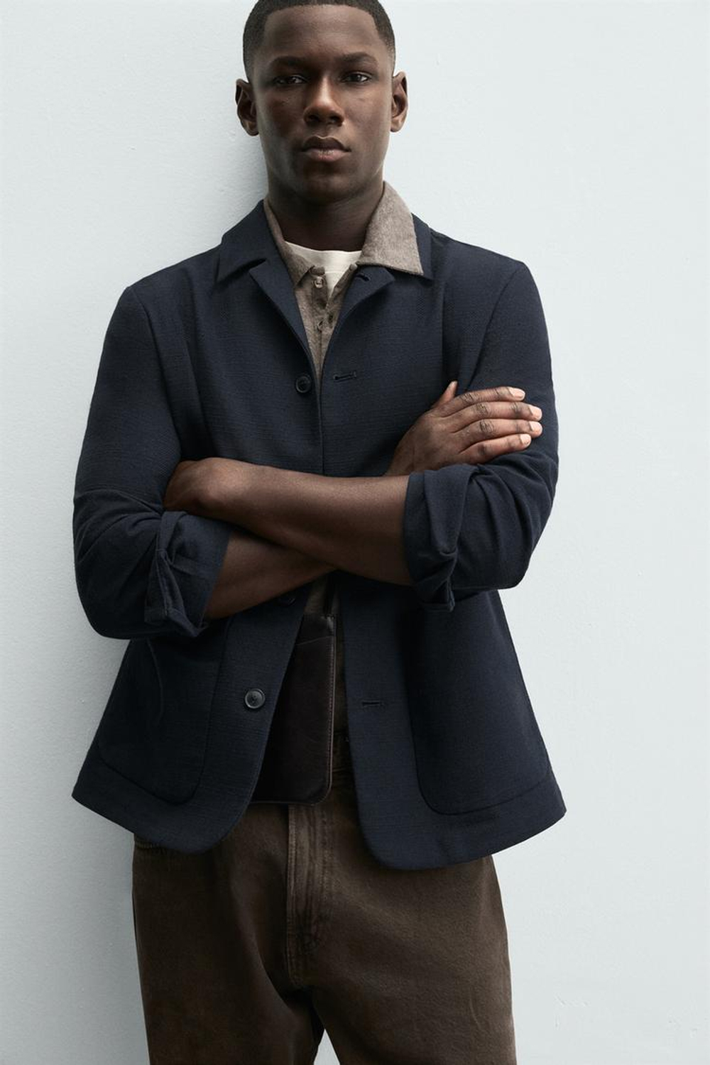 ZARA КУРТКА-РУБАШКА КЛАССИЧЕСКОГО КРОЯ, МОРСКОЙ СИНИЙ