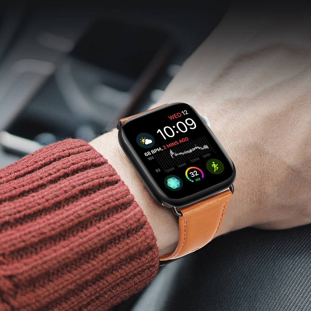 Ремешок из натуральной кожи коричневого цвета от Dux Ducis для смарт часов Apple Watch 38, 40, 41 и 42мм, серия Business Series