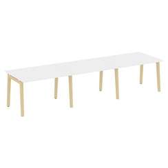 Onix Wood Стол переговорный (3 столешницы) OW.PRG-3.2 Белый Бриллиант/Дуб Светлый/Металл Белый 3540*
