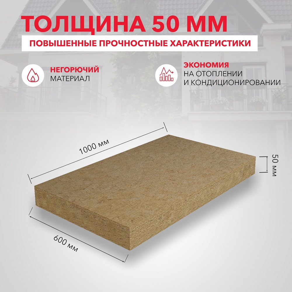 Базальтовая вата Роквул Каркас Баттс 1000х600х50 мм 12 плит в упаковке