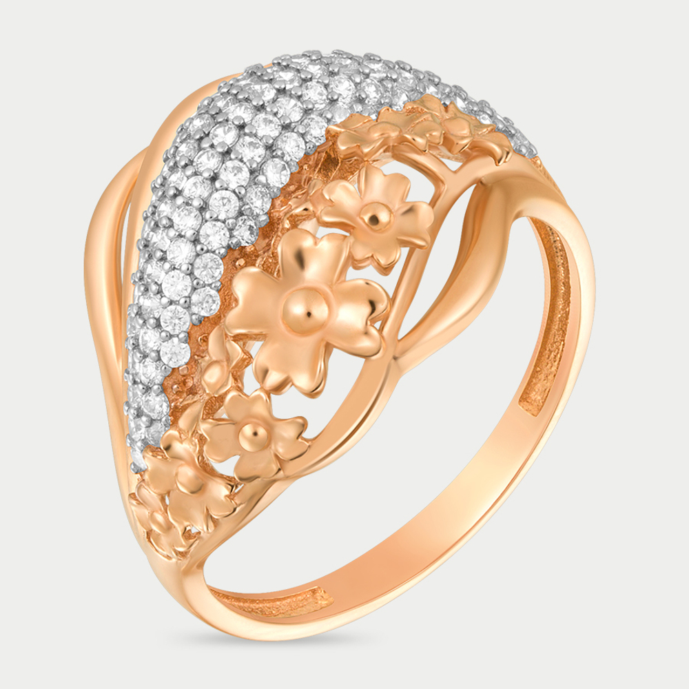 Женское кольцо из розового золота 585 пробы с фианитами (арт. 71551)