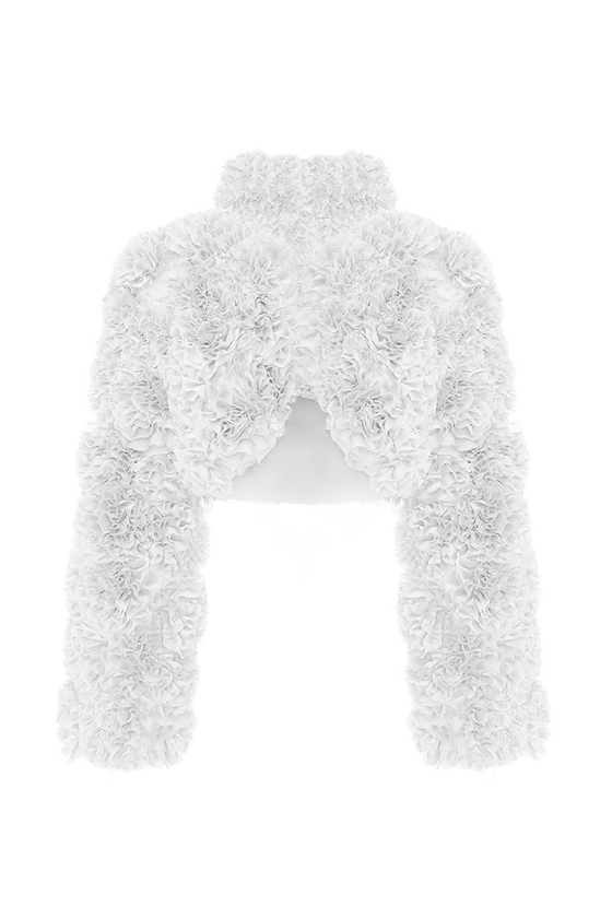 Укороченный жакет из шифона с оборками