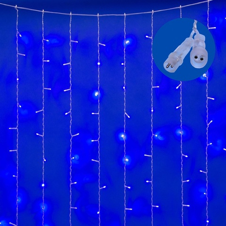 ULD-C3020-240-TTK BLUE IP44 Занавес светодиодный с эффектом мерцания. 3х2м. Соединяемый. 240 светодиодов. Синий свет. Провод прозрачный. TM Uniel
