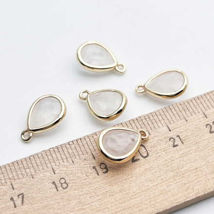 Подвеска Капля, кварц, цвет золото, размер около 14*9,5 мм, цена за 1 шт