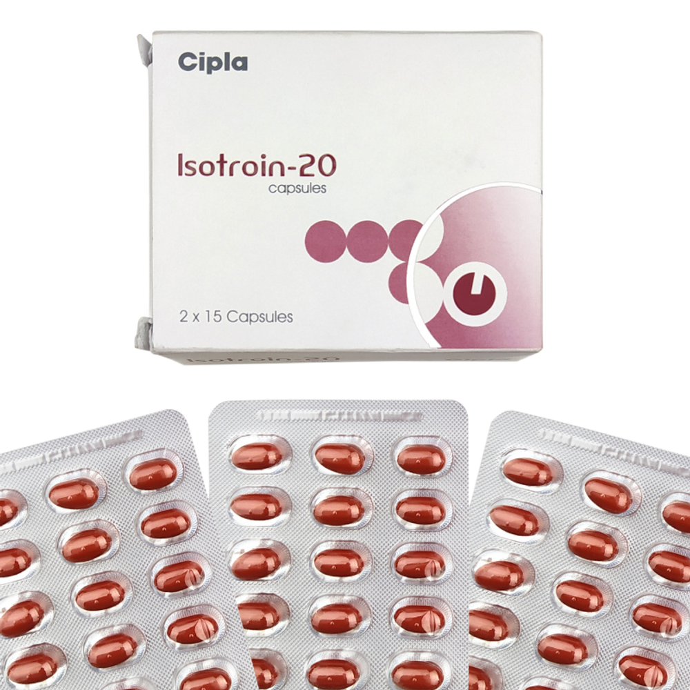 БАД Cipla Isotroin-20 для лечения острых форм акне Изотроин 20 мг 30 капс