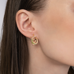 Серьги «Ящерицы» с английским замком из красного золота с хризолитами и цитринами