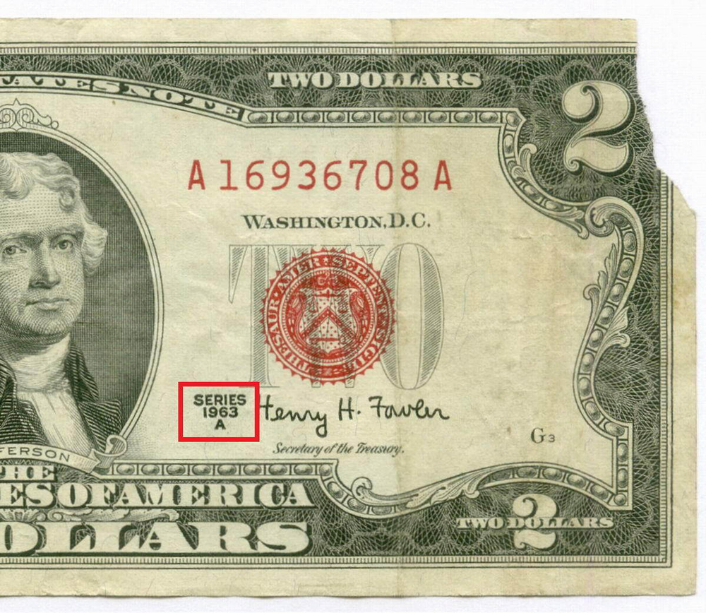 Банкнота США 2 доллара 1963A A 16936708 A. G-
