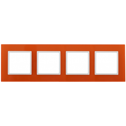 14-5104-22 ЭРА Рамка на 4 поста, стекло, Эра Elegance, оранжевый+бел