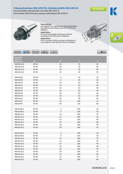 Патрон BT40-25-90  Weldin под 25 мм
