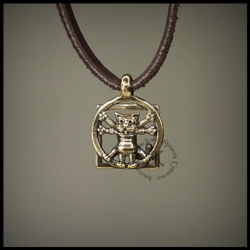 Кулон, подвеска, брелок "Кот Да Винчи", латунь