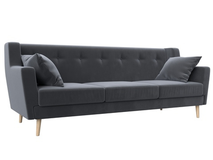 Диван кухонный прямой Брайтон 3, SEVEN 17 серый, Велюр, 109153