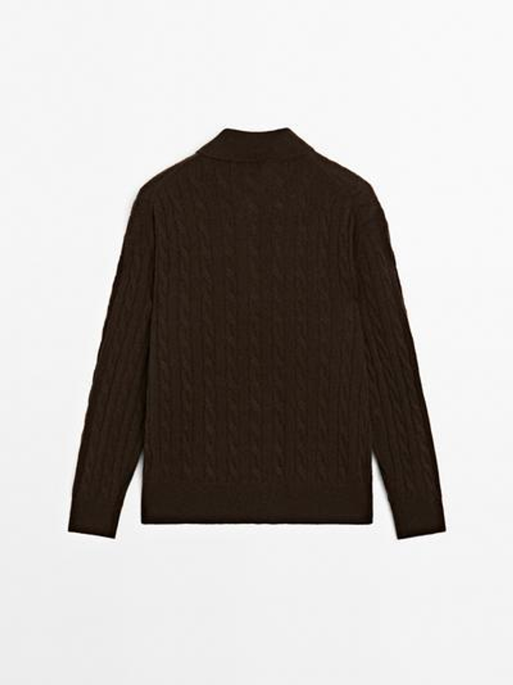 Massimo Dutti Свитер из 100% кашемира с воротником поло, шоколадный