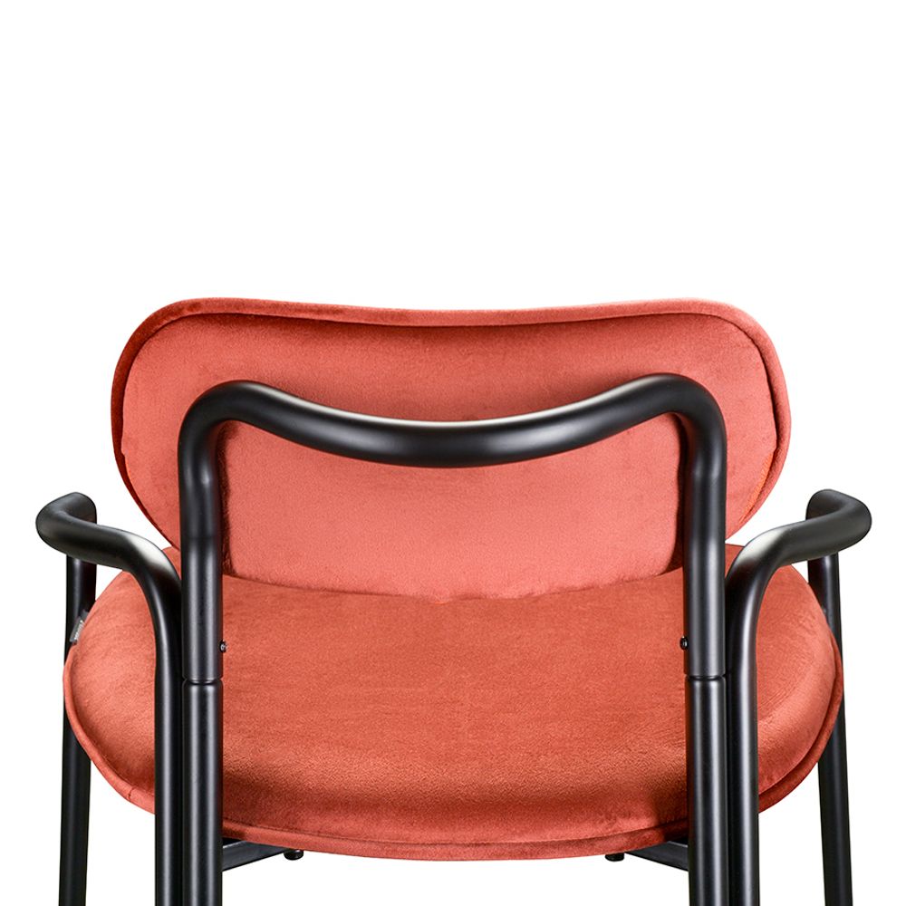 Стул полубарный Ror, Round, велюр, черный/темно-красный