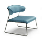 Кресло лаунж с обивкой Scab Design Lisa Lounge, черный глянцевый никель, голубой