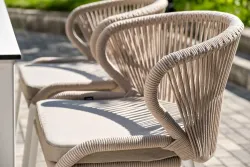 "Венето" обеденная группа на 6 персон со стульями "Милан", каркас белый, роуп бежевый