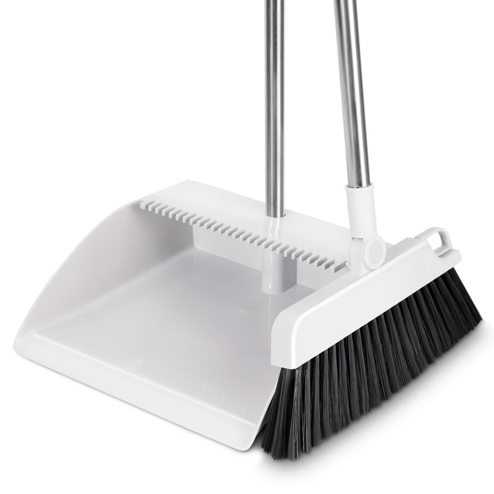 Комплект для уборки DELI LQ160, совок + щетка, метал.ручка 94см, щетка 25см, резин.кромка, серый