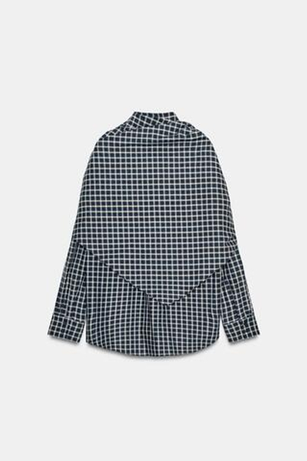 ZARA РУБАШКА В КЛЕТКУ С ПЛАТКОМ — ZW COLLECTION, МОРСКОЙ СИНИЙ