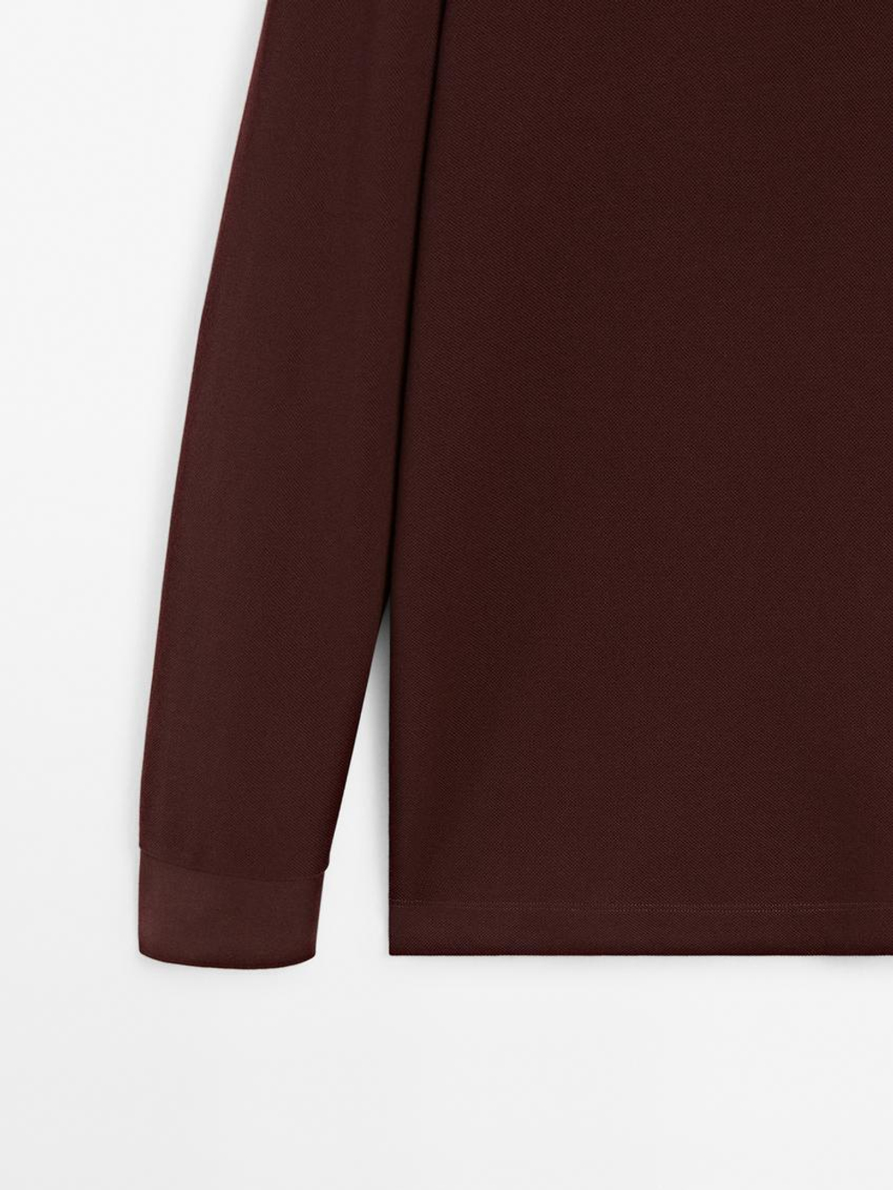 Massimo Dutti Поло с пуговицами, темно-гранатовый