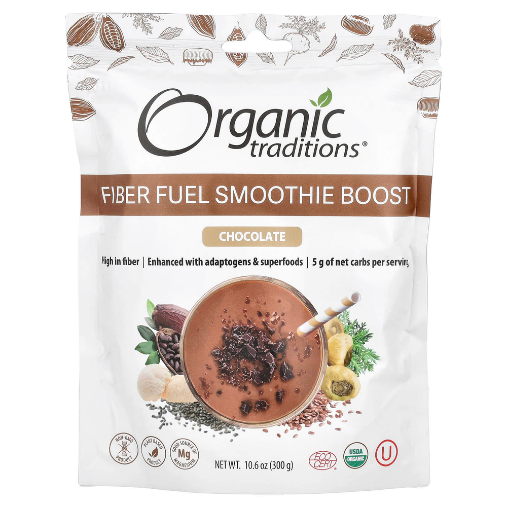 Organic Traditions, Smoothie Boost, питающий клетчаткой, со вкусом шоколада, 300 г (10,6 унции)