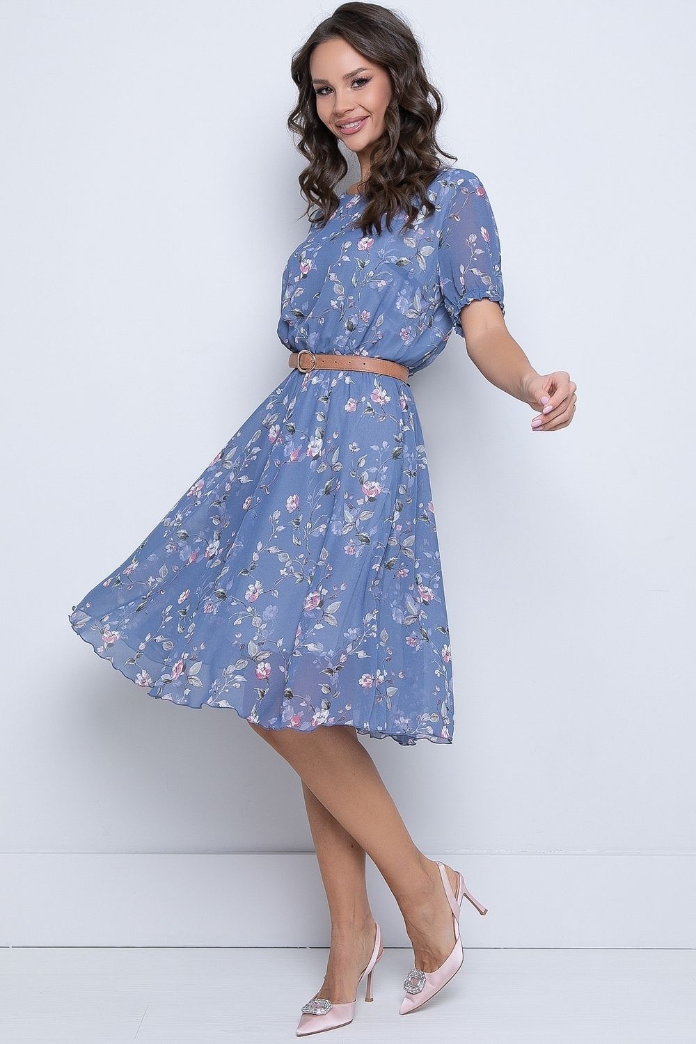 Платье Стильный шифон (блу) Diolche (Акция)