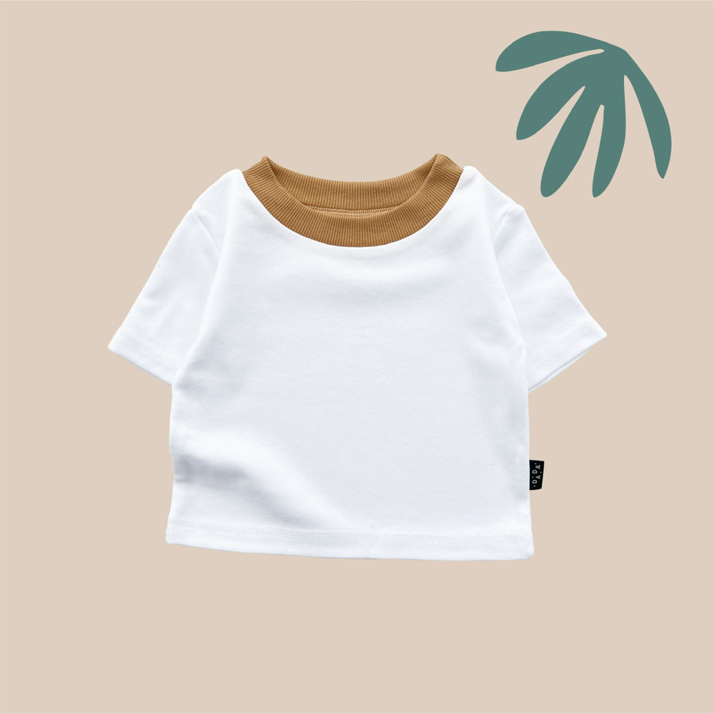 футболка белая Lion Boy (c воротом "охра")