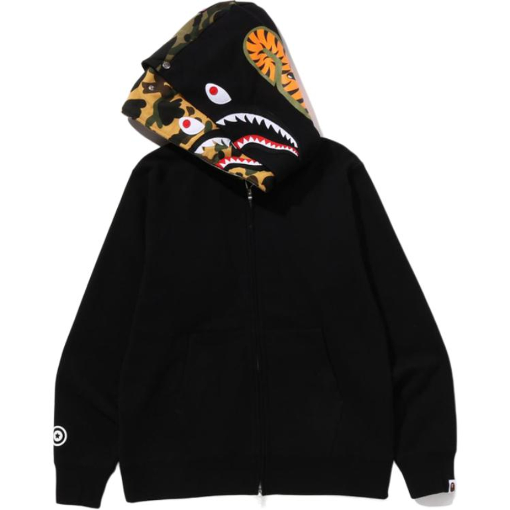 A Bathing Ape Bathing Ape Sweatshirts Cardigan Cotton Drop Shoulder Sleeve Moderate No Fleece Lined Zip Closure 0zxswmx07151p черный