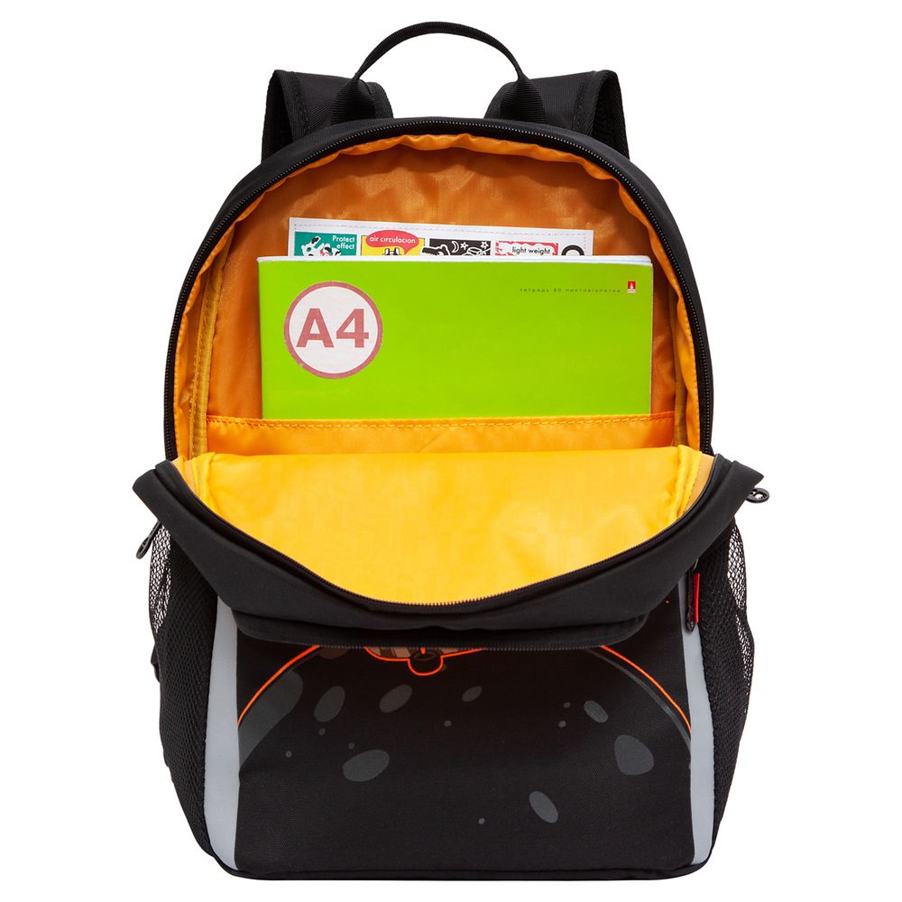 Рюкзак Grizzly, 29*38*17см, 2 отделения, 2 кармана, уплотненная спинка, черный-оранжевый