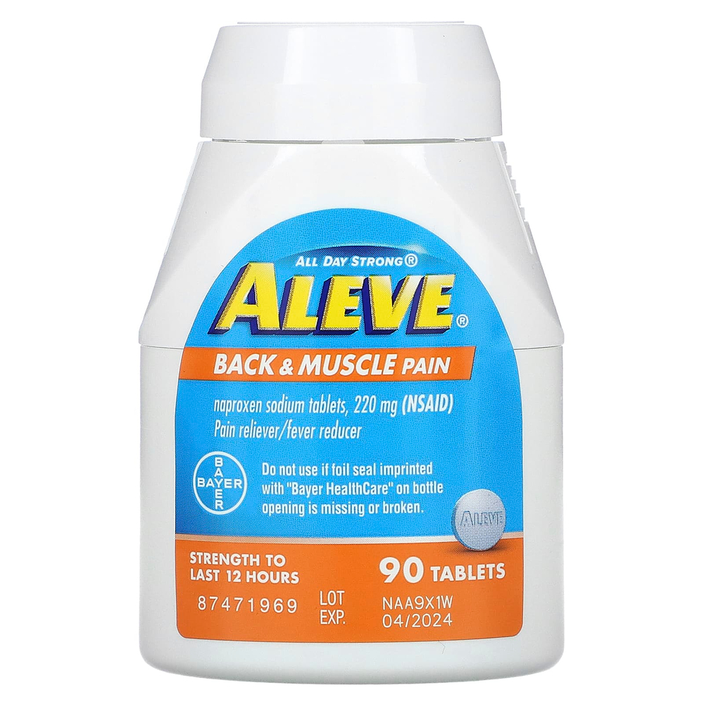 Aleve, Напроксен натрия в таблетках, боль в спине и мышцах, 220 мг, 90 таблеток