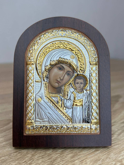 Казанская БМ, икона арочная, красное дерево, 57х75