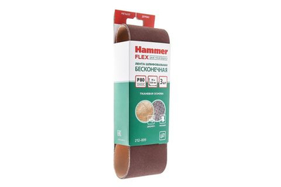 Лента шлиф. Hammer Flex 212-009 75 Х 533 Р 80  по 3 шт.