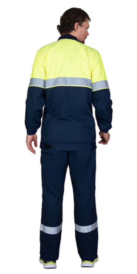 Костюм СИРИУС-МЕГИОН-РОСС куртка, п/к, тёмно-синий с лимонным и СОП, антистат. нить, МВО