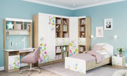 Стеллаж "Радуга" СД 900.1 (дуб бунратти/белый глянец/фотопечать)