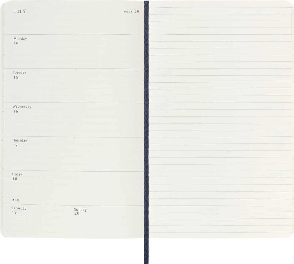 Еженедельник Moleskine (DSB2012WN3) Classic Soft WKNT Large 130х210мм 144стр. мягкая обложка синий сапфир