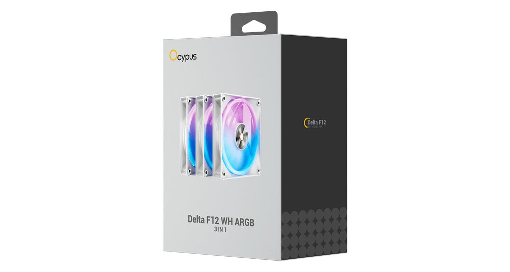 Вентилятор для корпуса Ocypus Delta F12 WH ARGB 3-IN-1 3x(120x120x25mm) 500-2000RPM 73CFM Белый